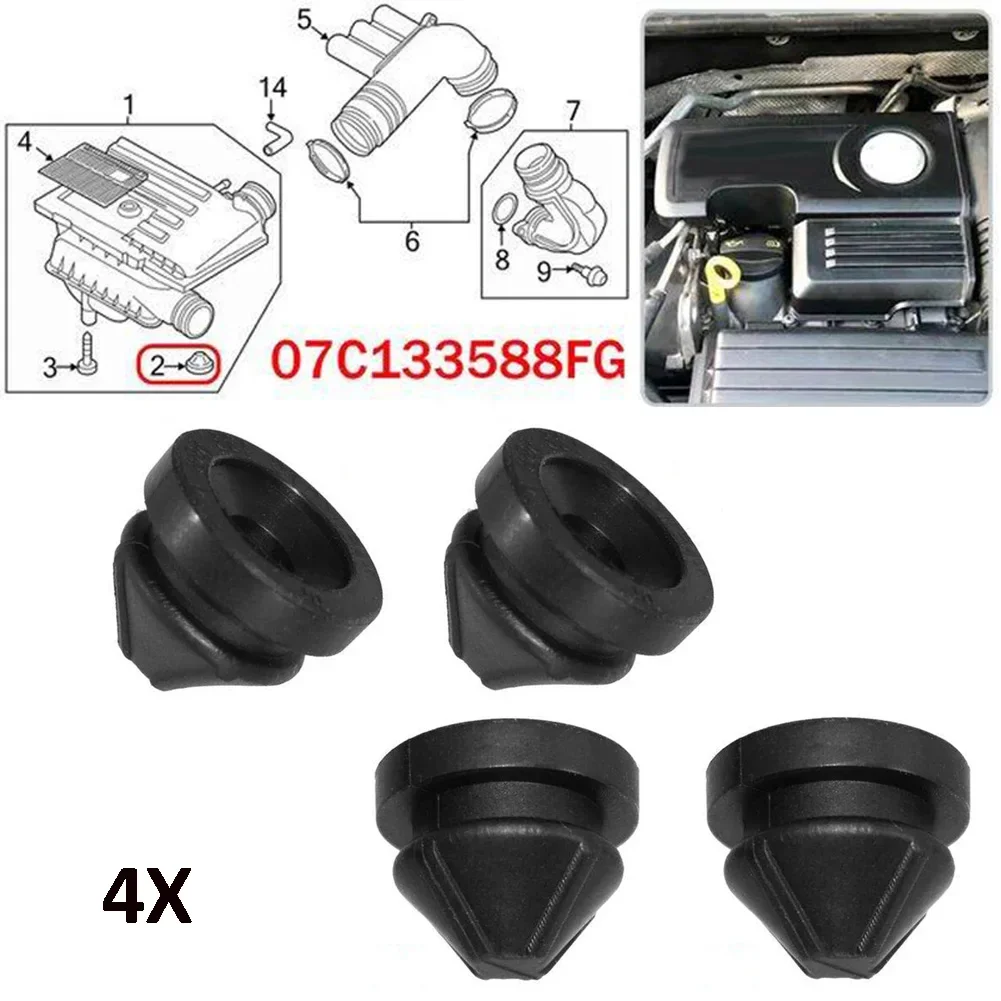 4Pcs Rubber Air Filter Housing Shell Grommet Engine Cover Buffer Bush 07C133588 07C133588P For A1 A3 Q3 For GOLF For PASSAT