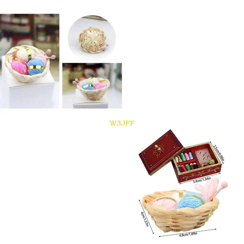 

W3JF 1/12 Dollhouses Sewing Kits Miniature Craft Tool Kits Realistic Scene Display