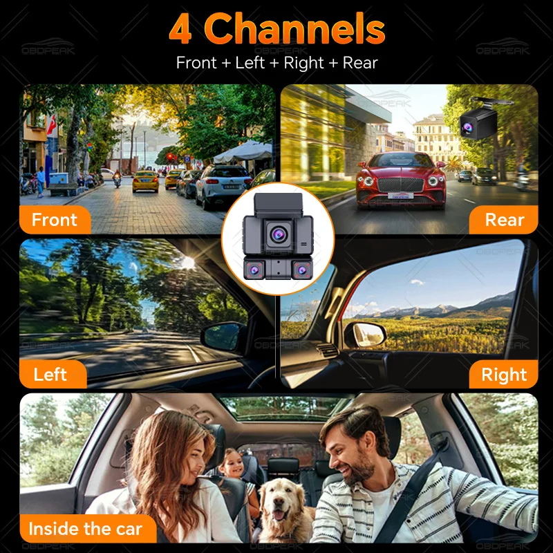 M65 Hidden 4 Channel Car Dash Cam APP 2.5K HD Night Vision 24/7 Parking Monitor G-Sensor Loop Recording Motion WDR Blackbox