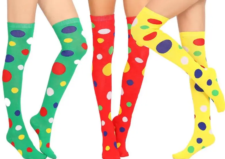 Joker Kingdom Socks Round Dot Over Knee Socks Performance Dressing Cotton Socks Christmas Performance Dance Socks