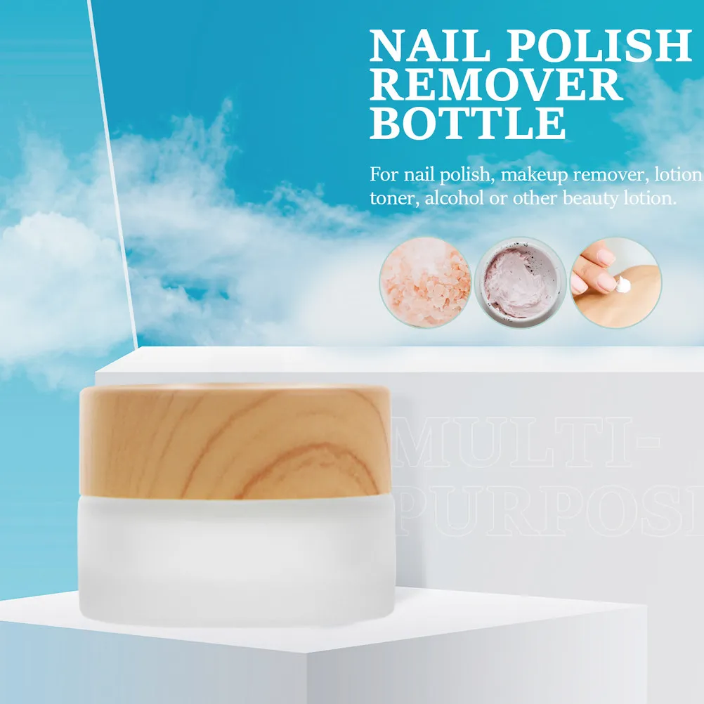 Glass Manicure Pen Cleaning Cup with Lid Premium Wood Small Nail Art Liquid Container Nail Salon Powder Mixing Tool Reusable view 2