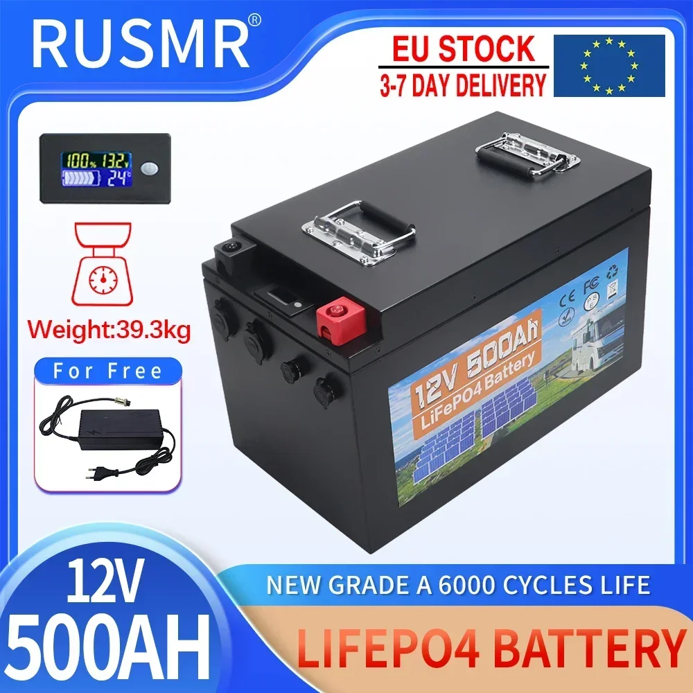 New 12V 600Ah 500Ah 300Ah 200Ah 100Ah LiFePO4 Battery Built-in BMS Lithium Iron Phosphate Cells 6000+ Cycles For Golf Cart Solar