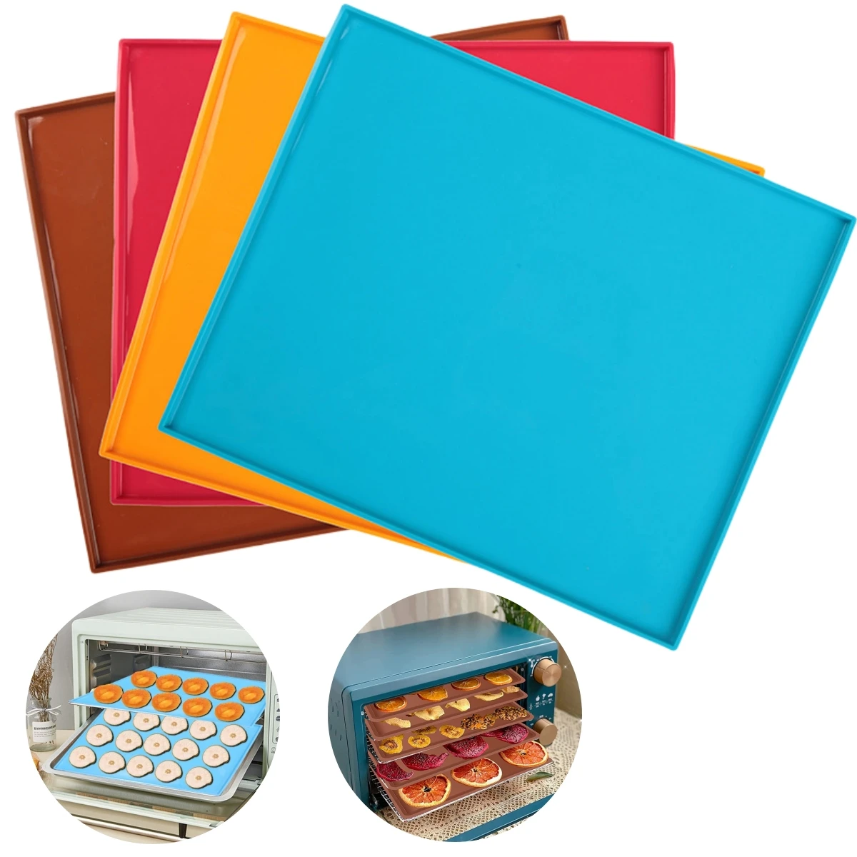 

6 шт. силиконовый противень для выпечки, коврик для сушки, антипригарные листы для дегидратора для Cosori 31x26x0,9 см, коврики для выпечки, дегидраторы для пищевых продуктов