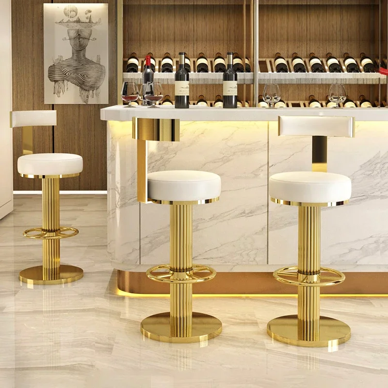 Adjustable Luxury Gold Bar Chairs Modern Lounge Design Comfortable Swivel Bar Stool High Quality Barkrukken Salon Furniture