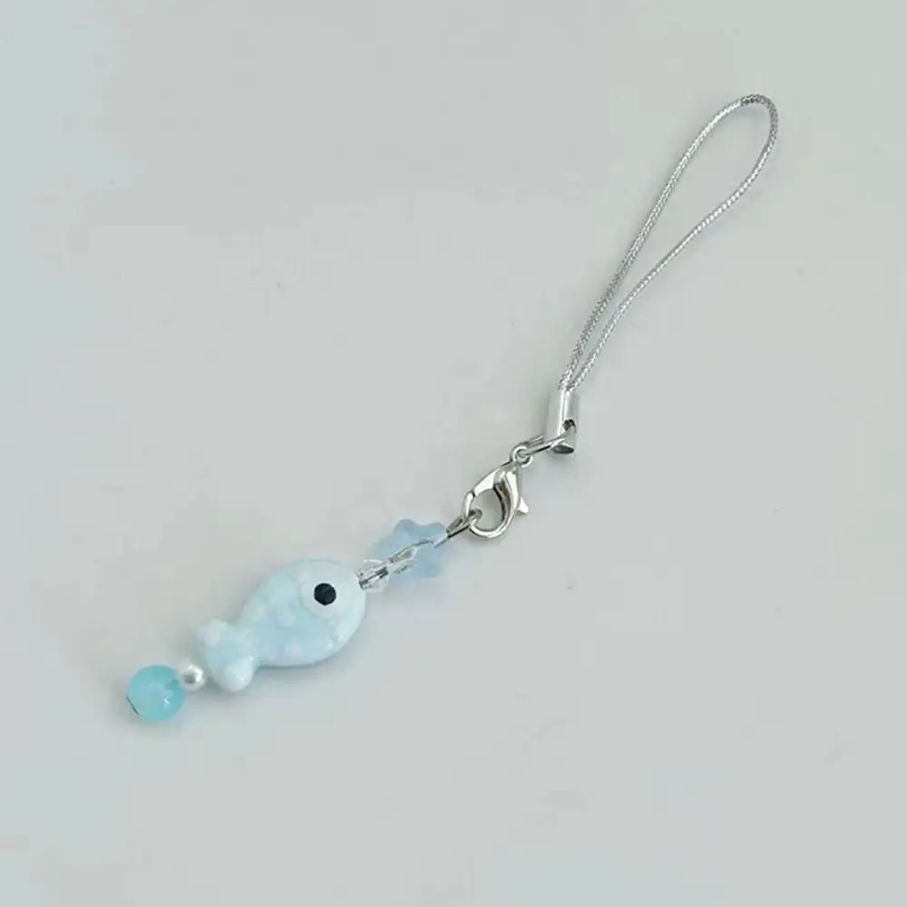 

Aesthetic Sweet Y2K Fish Phone Chain Phone Charm Beaded Cell Phone Strap Cute Handmade Mobile Lanyard Telephone Jewelry