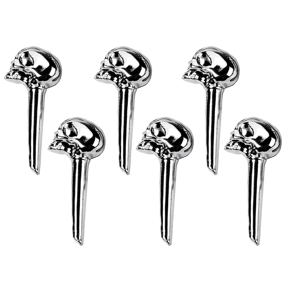 

Acoustic Guitar Bridge Pins Skull Head Design Metal String Pegs Replacement Parts Tough Wear Resistant Ideal Gift for Players