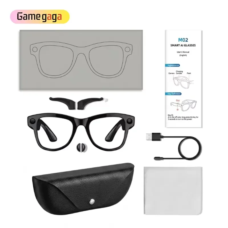 for Gamegaga M02X Pro Max AI Smart Glasses with Camera Real-Time Translation AI Chat Assistant Video Recorder BT Music Smart