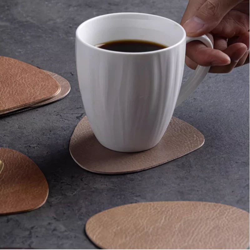 Classic Leather Coaster Nordic Style INS Leather Tea Coaster Hotel Furniture Irregular Waterproof Insulation Pad