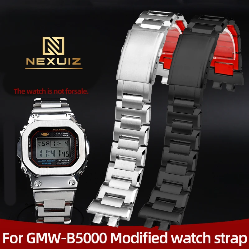 Modified Small Square Watch Strap For Casio G-shock GMW-B5000 Heart of Steel Watch Chain Waterproof Resin Bottom Bracelet Band