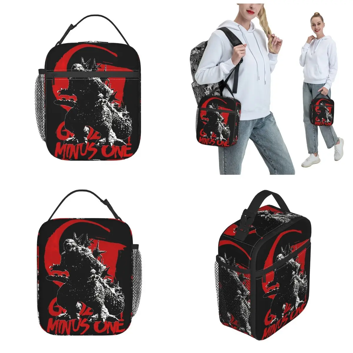 Godzillaed Minus One Film borsa termica per il pranzo per il lavoro mostro Bento Box riutilizzabile uomo donna scatole termiche per il pranzo