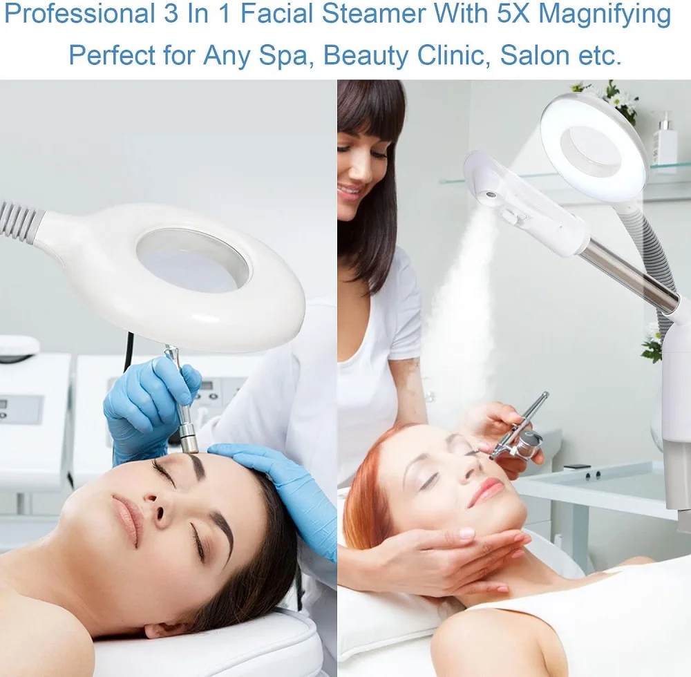 SW Salon Spa nanosteamer 3-in-1 Face ionic ozonevaporizer facial steamer with magnifying light high frequency