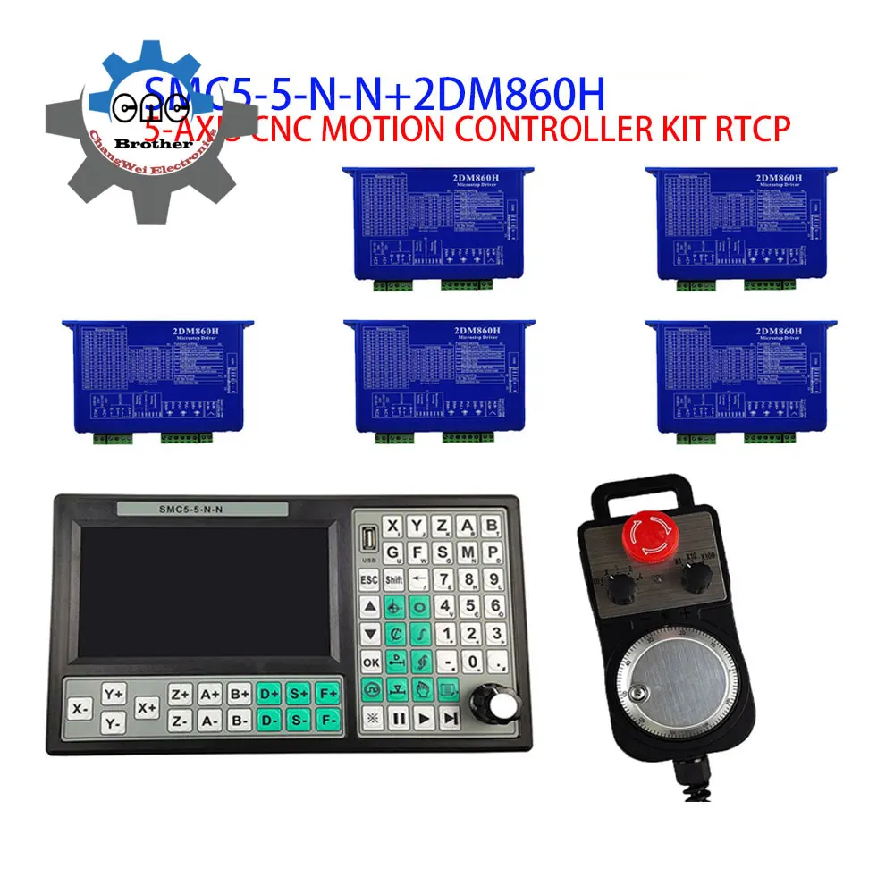 

SMC5-5-N-N 5Axis CNC Motion Control System Kit 5*2DM860H Stepper Motor Driver CNC Controller Nema34 Motor Control System+MPG