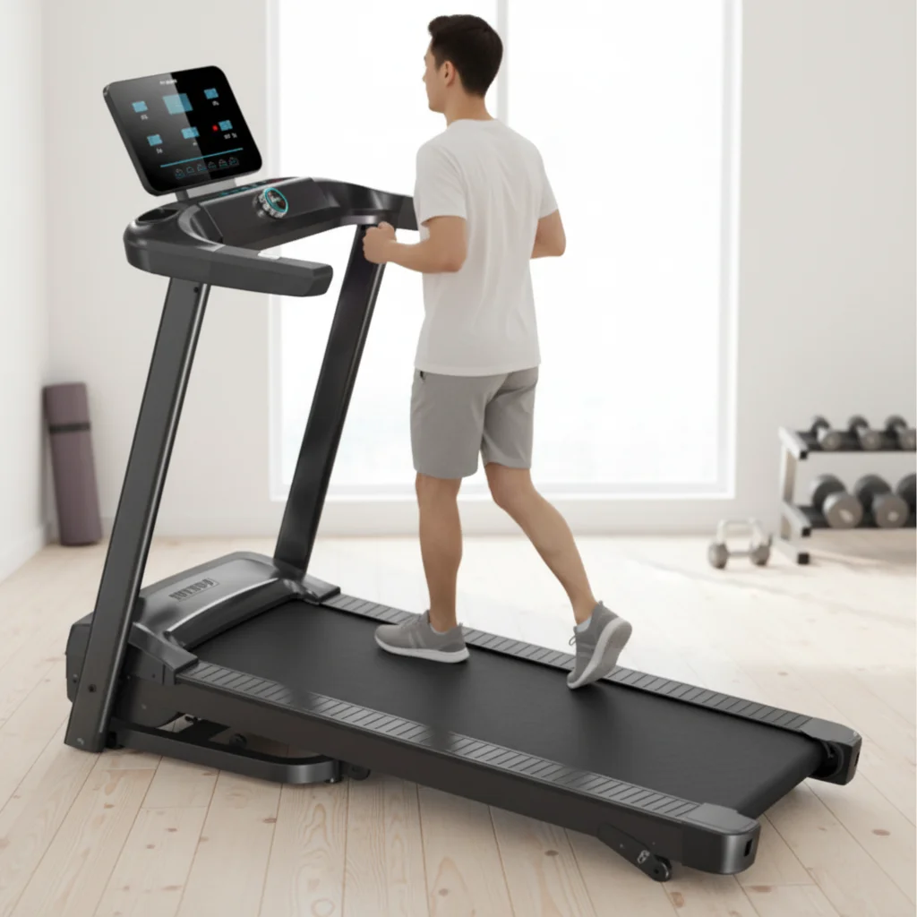Foldable Electric Treadmill With Heart Rate Multifunctional Running Machine For Home Gym