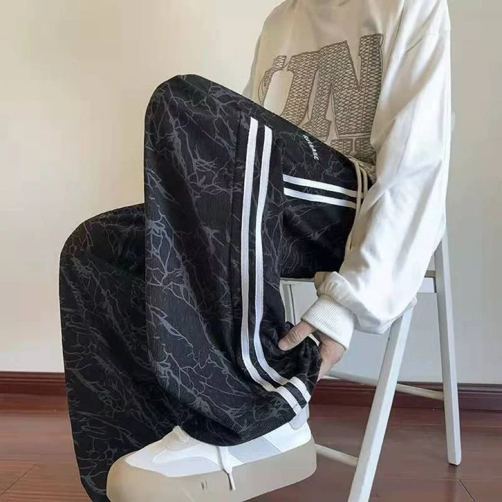 

Striped Men's Casual Pants New in Cotton Classic Trend Big Size Streetwear Original Clothing Spandex Korean Style Male Trousers