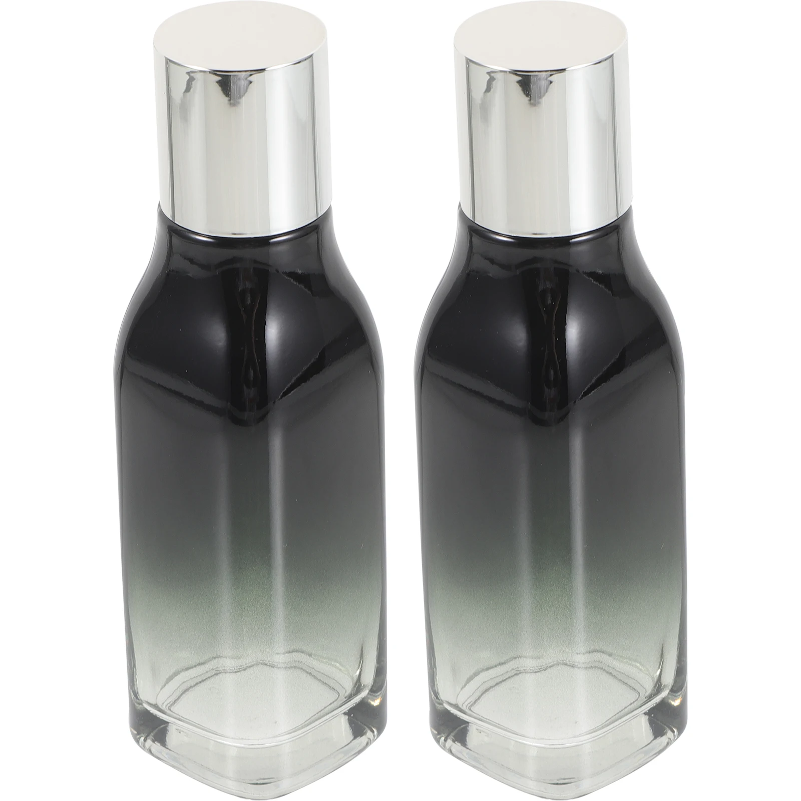 

2 pcs Gradient Black Empty Glass Bottles 100ml Leak Proof Portable Travel Makeup Dispenser Bottles for Women Toiletries
