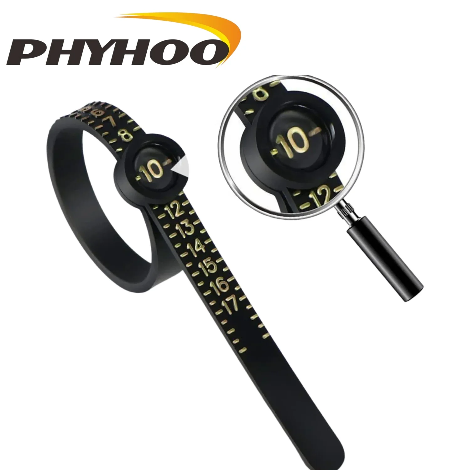 PHYHOO Ring Sizer with Magnifier US/UK/EU/HK Finger Size Measuring Tool Reusable Jewelry Sizing Ruler High Quality Ring Gauge