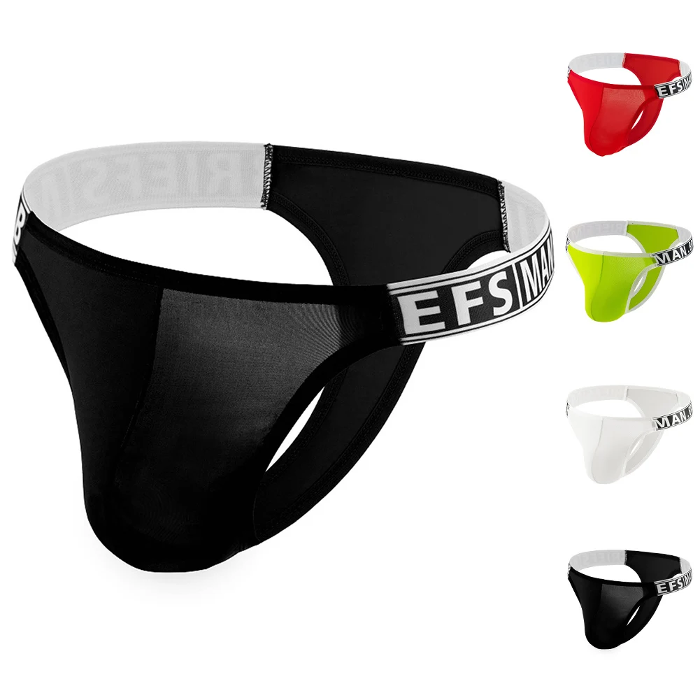 Sexy T-Back Thong Men Bikini Briefs Elastic G-String Underwear Shorts Panties Enhance Peni Pouch Underpants Hollow Breathable image 5