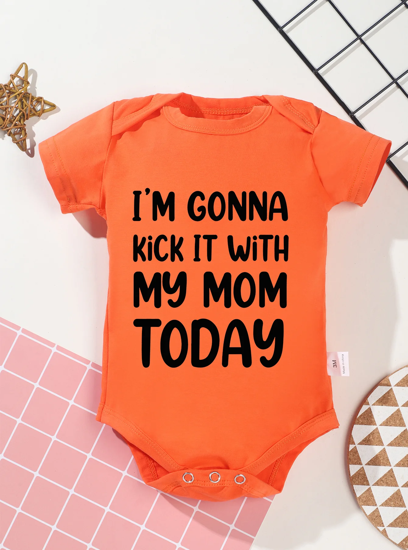 Onesie Jumpsuit Toddler Clothes Baby Infant Newborn Bodysuit Girl Boy Short Sleeve I\'m Gonna Kick It with My Mom Print Romper