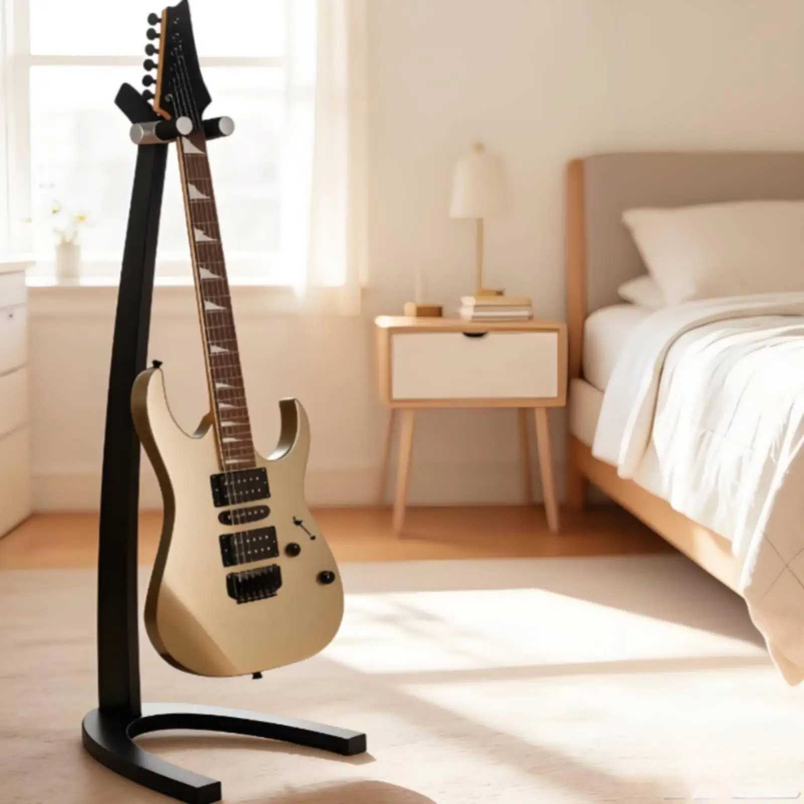 Wooden Guitar Stand Adjustable Guitar Stand Padded Support Secure for Practice