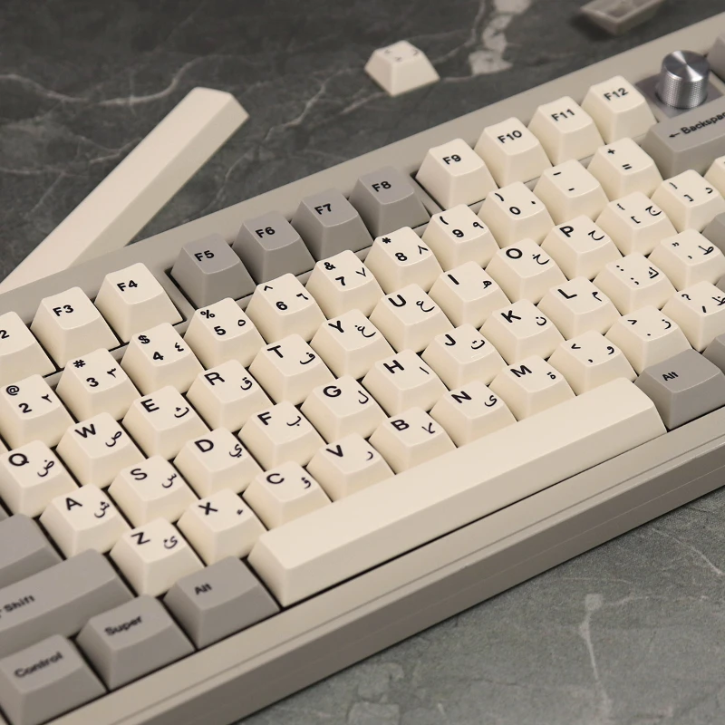 Retro cem luzes keycaps, palavras árabes personalizadas, cereja perfil keycap, simples ponto branco chave cap para jogos e reunião teclado