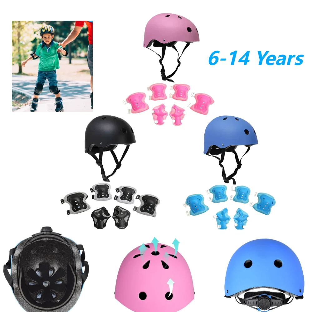 Children's Skateboard Helmets Kids Knee Elbow Protective Gear Cycling Helmet Safety Protection for Skiing Cycling Roller Skating