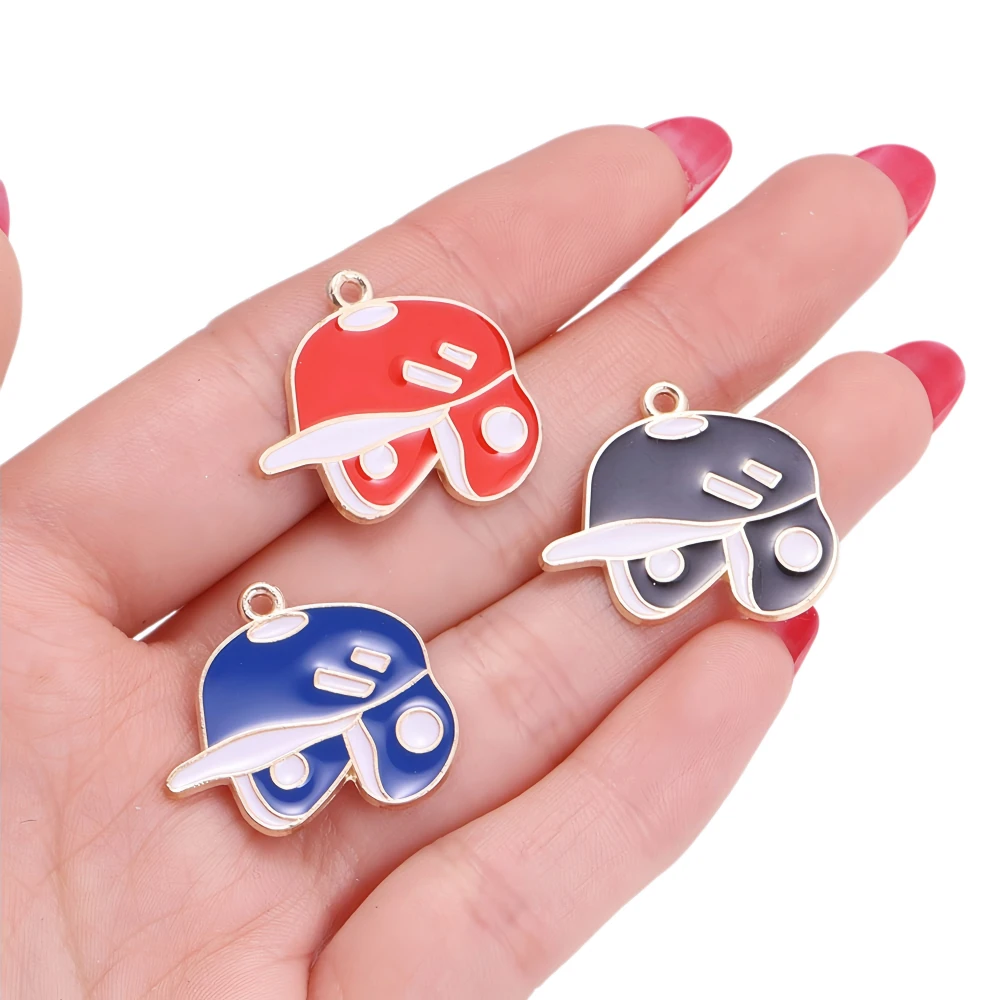 10Pcs Sport Charms Fashion Enamel Baseball Cap Shoes Alloy Pendants for Keychain Necklace DIY Jewelry Accessories Supplies