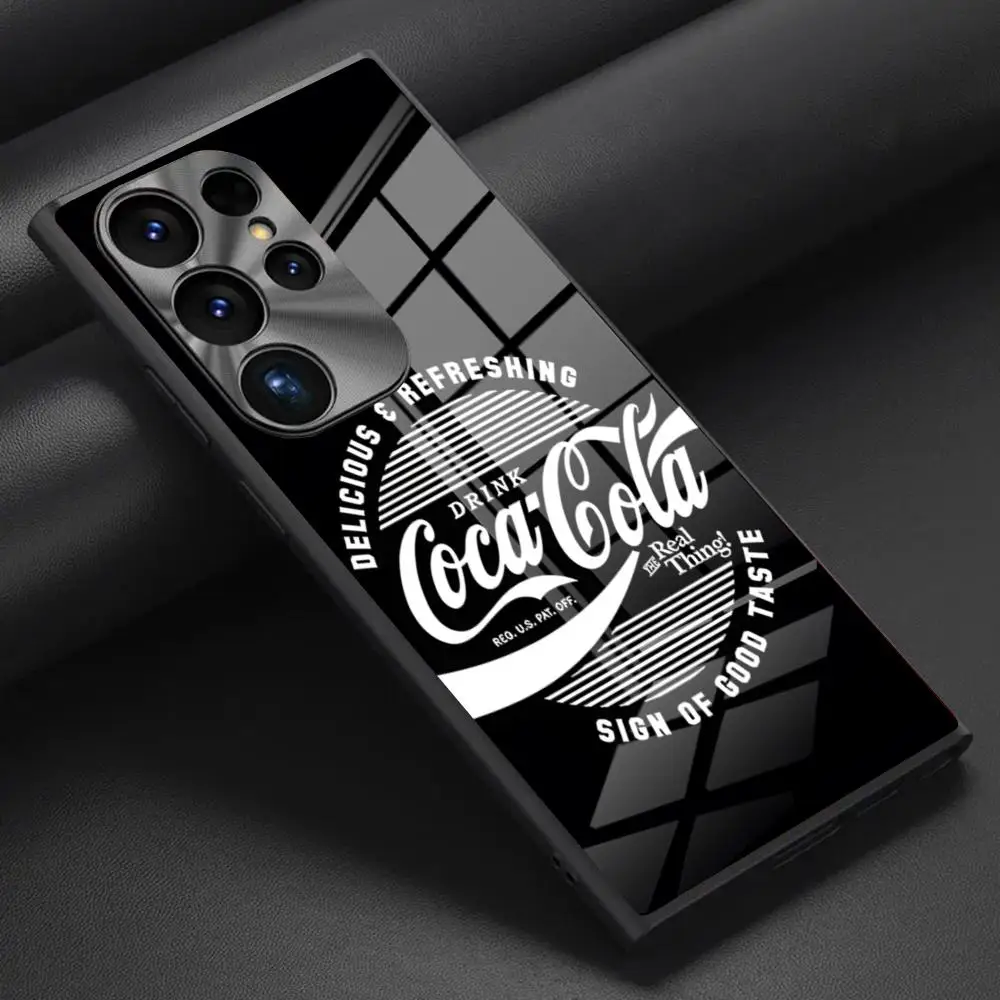 C-Coca C-Cola Phone Case For Samsung S24 S23 S21 S20 S22 A24 A34 A54 A53 Note 20 Glass Back Cover