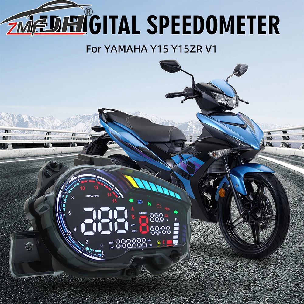 

Для мотоциклов YAMAHA Y15 Y15ZR V1: Светодиодный спидометр, тахометр, водонепроницаемая приборная панель, указатель уровня топлива, вольтметр, индикатор передач, часы, приборная панель
