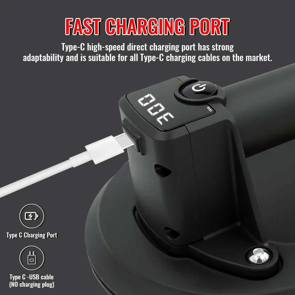 New Intelligent Display Industrial Grade Electric Vacuum Suction Cup 300KG Load Heavy Duty Granite Tile Glass Lifter