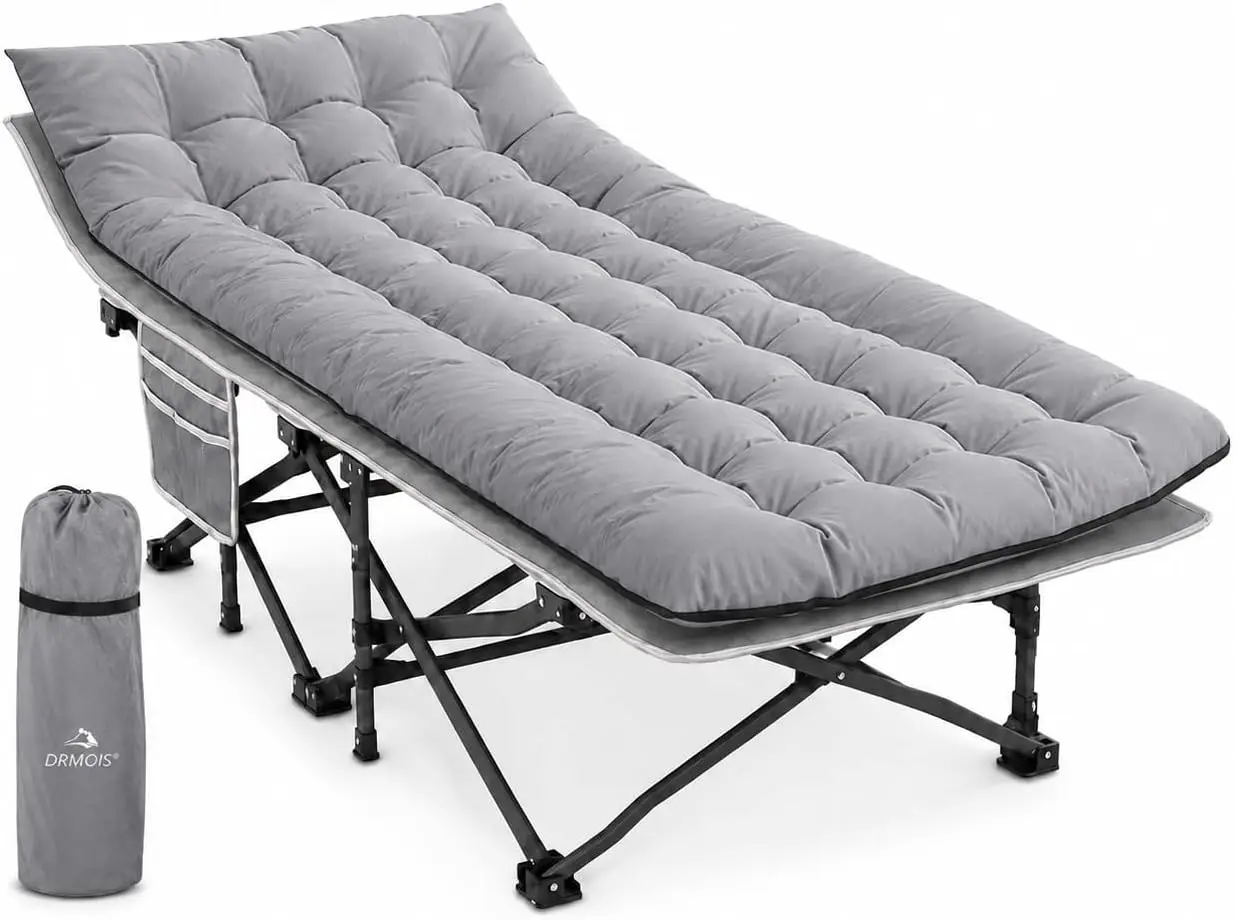 

Oversized Camping Cot 32in Wide Portable Foldable Bed for Adults Kids with Sleeping Pad Mattress Support 900 lbs
