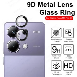 For Xiaomi Poco M6 Pro 4G Rear Aluminium Alloy Camera Protector Ring Little M6Pro PocoM6Pro Back Cover Lens Tempered Glass Case