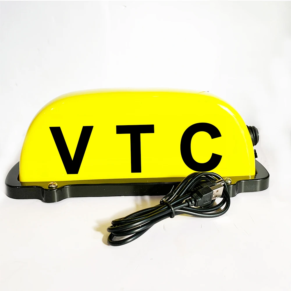 

USB Rechargeable LED Car Top Light Yellow Shell Dome Light With Magnet Base VTC Light Waterproof