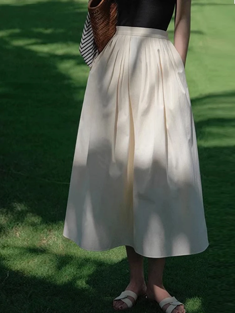 

Юбка-трапеция с высокой талией Ele, весна-лето, в стиле Fairy Forest System, длинная юбка-зонтик, женская, из полиэстера и хлопка