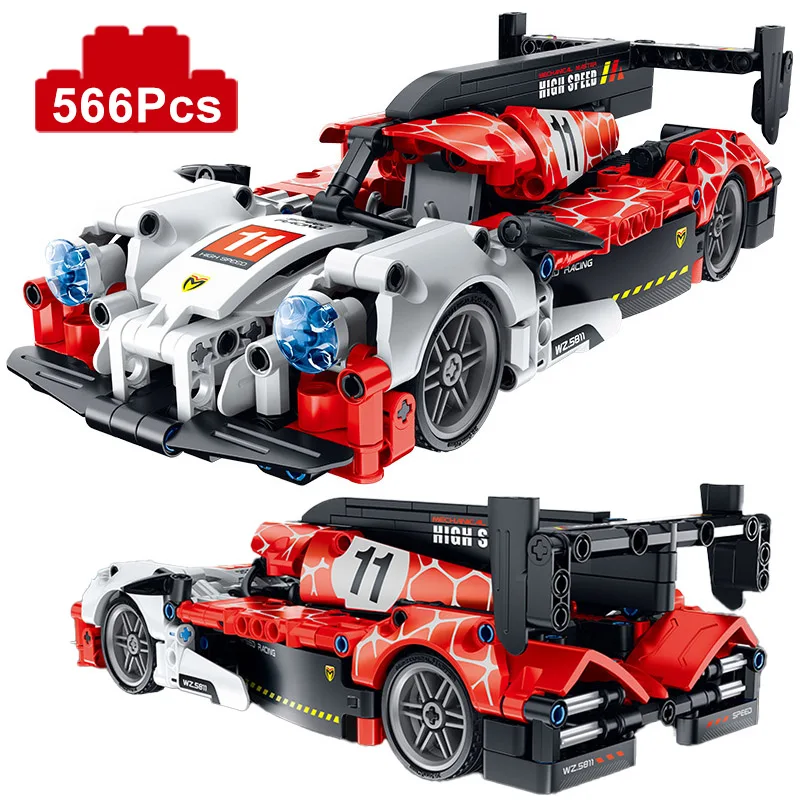 Technical 566Pcs Pull Back Sport Car Model Building Blocks City Famous Supercar Speed Vehicle Bricks MOC Toys For Children Gifts