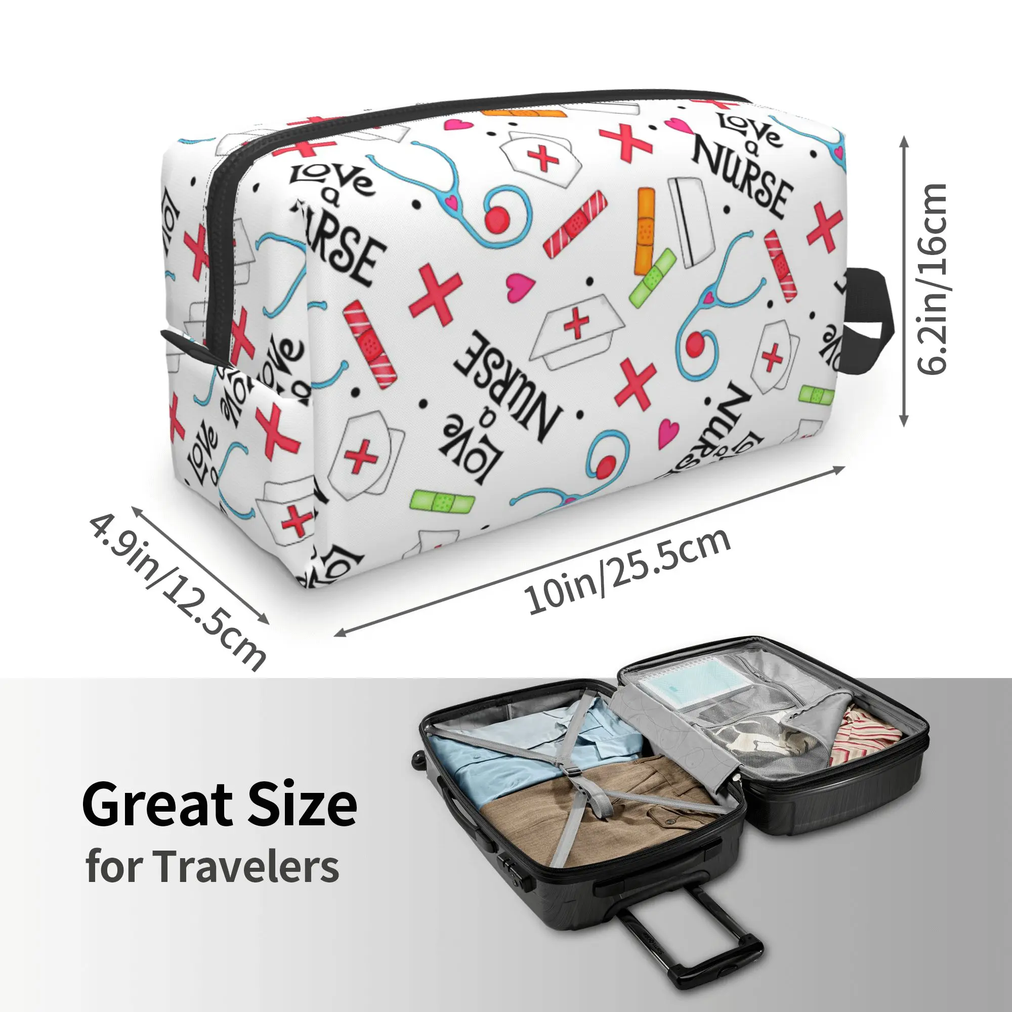 Doctor Nurse Travel Makeup Bag Portable Large Capacity Cosmetic Bags for Women Beauty Storage Bags Zipper Toiletry Case