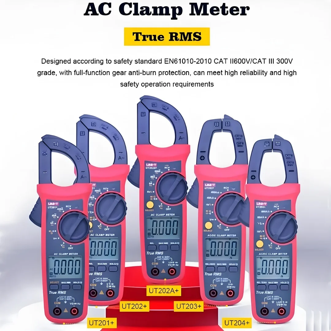 UNI-T UT200+ Series Digital Clamp Meter True RMS Auto Range Multimeter AC DC Current Capacitance HVAC Electrical Tester