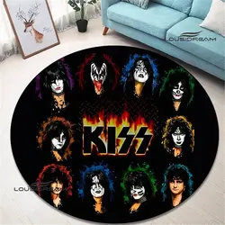 Alfombra redonda con estampado de KISS band para sala de estar, alfombrilla antideslizante para dormitorio, accesorios de fotografía, regalo de cumpleaños