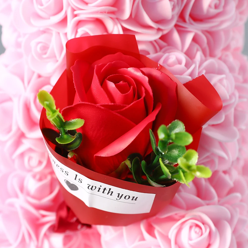 25cm Hug Flowers Rose Bear Rose Flower Artificial Decoration Anniversary Valentines Day Mothers Day Wedding Party Gift