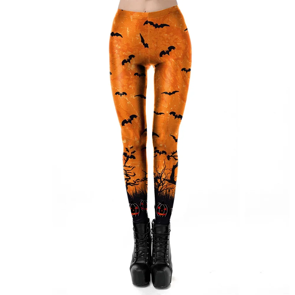 Nadanbao Halloween Funny Leggings Women Holiday Party Sexy Tights Trousers Female Mid Waist Elastic Pants