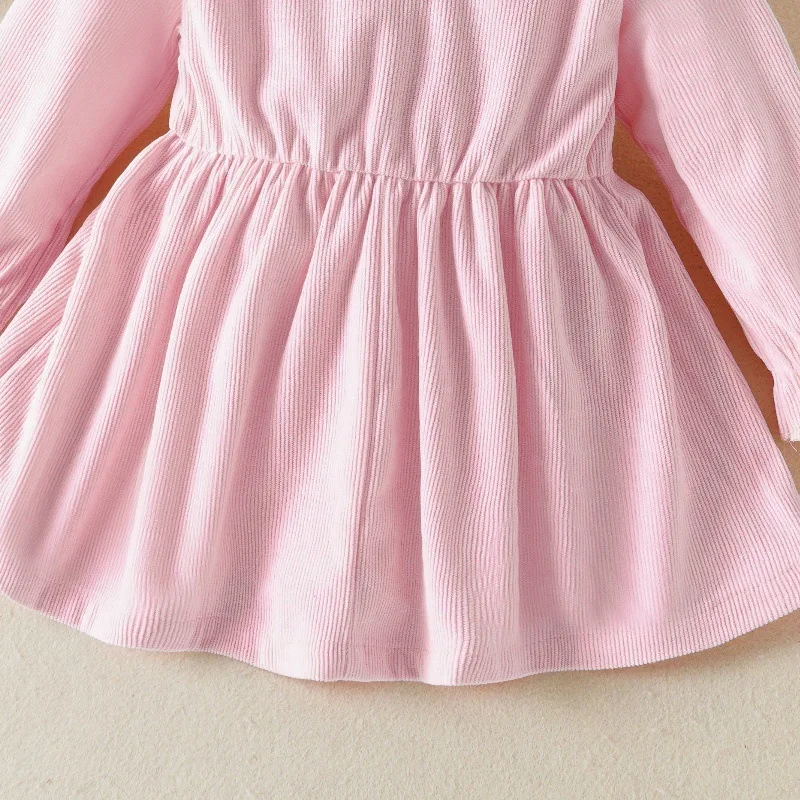 2024 Summer Girls Korean Version Style Princess Dress Children Long Sleeves Lovely Bow Dress 0-2Years Baby Pleats Casual Dress