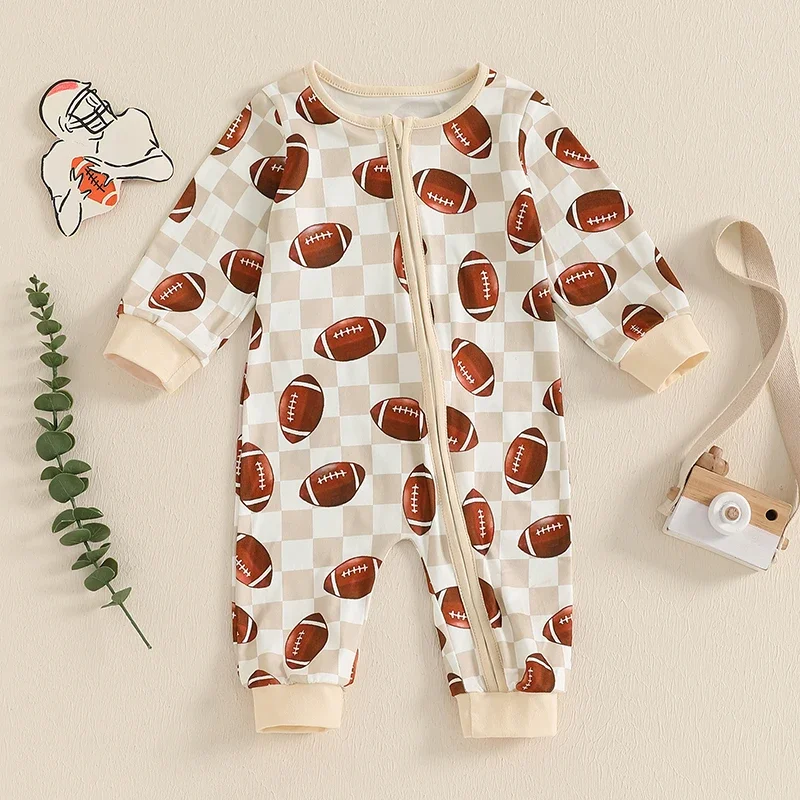 

Autumn Fashion Baby Boy Romper Girl Clothes Rugby Checkerboard Printed Long Sleeve Casual Romper Newborn Jumpsuit Infant Outfits