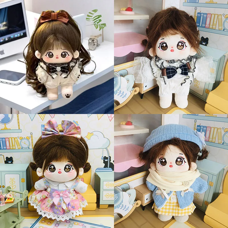 

New 20cm No Attribute Figure Toys Cotton Puppy Pattern Cute Face Figure Idol Star Dolls Stuffed Nude Cotton Body Doll Girls Gift