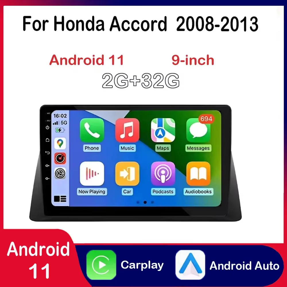 

10 Inch Wireless Car Stereo For 2008-2013 Honda Accord 2G+32G CarPlay Android Auto Touch Screen Car Radio with Rear Camera