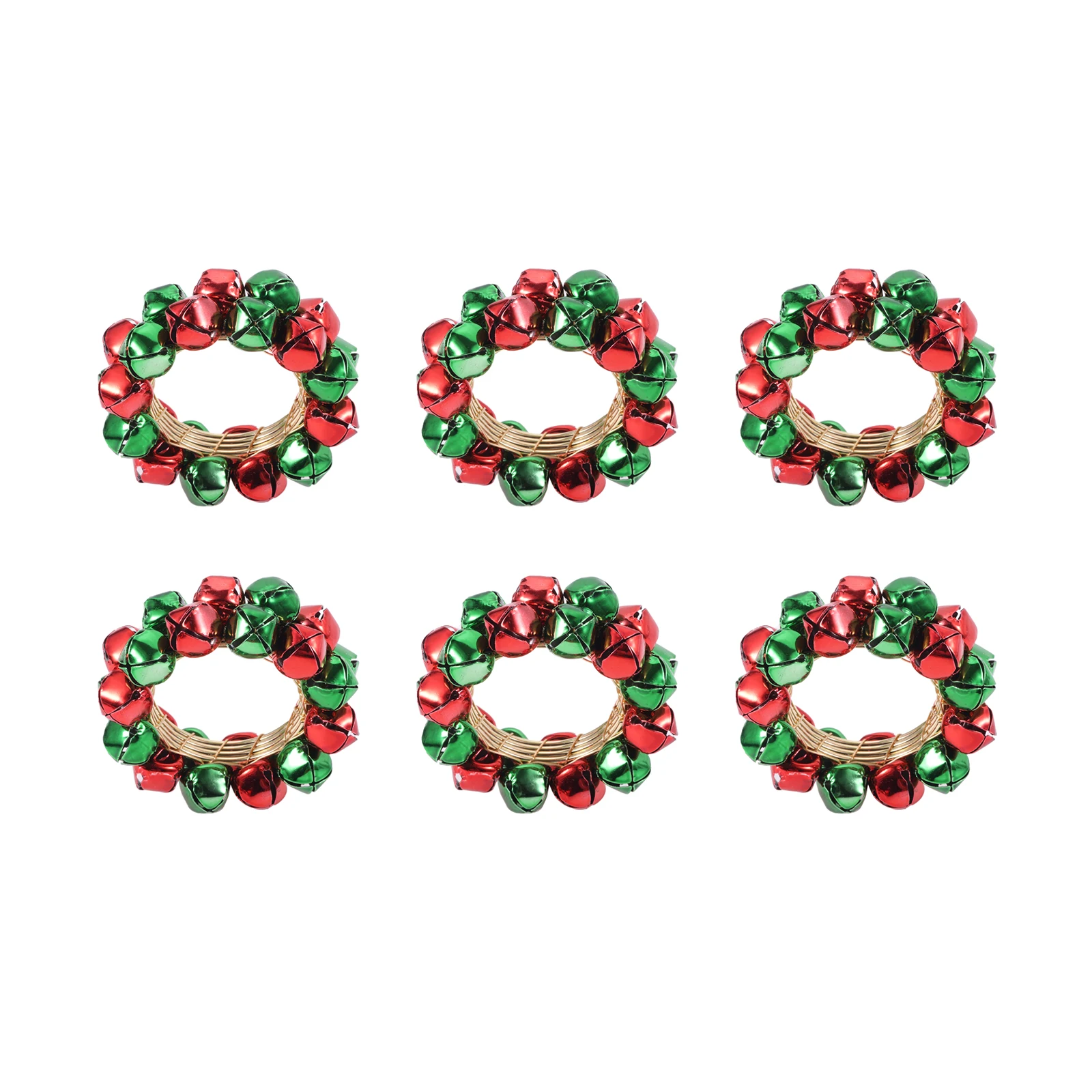 6pcs Red Green Jingle Bells Napkin Rings for Kitchen Party Wedding Decoration Supplies Christmas Metal Napkin Holder Buckle