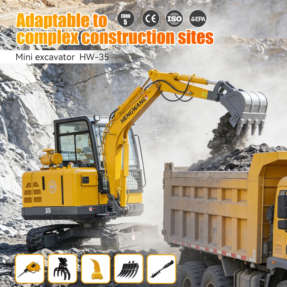 3.5 ton Dieselmotor Mini Rupsgraafmachine voor Huis Tuin Goedkope Diesel Graafmachine Bouwmachine Landbouwtractor