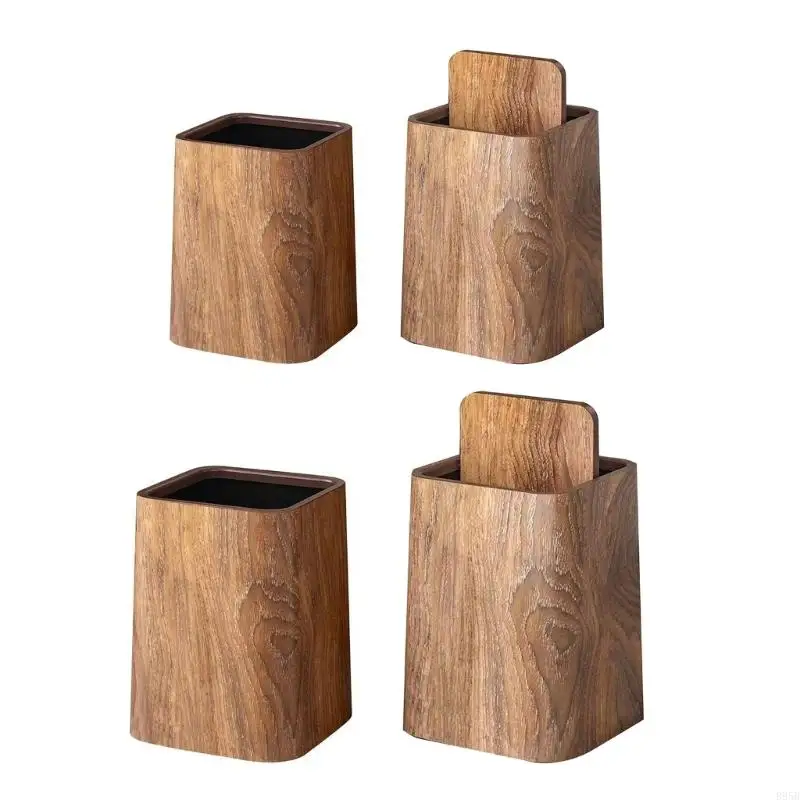 

Stylishes Brown Desktop Waste Basket Rubbish Bin with Grains Finish for Bedrooms and Offices Miniature Trash Can B95B