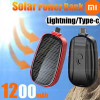 Xiaomi 1200mah Solar Mini Power Bank Key Ring Portable Charger Outdoor Camping External Battery Emergent Power 2025 New