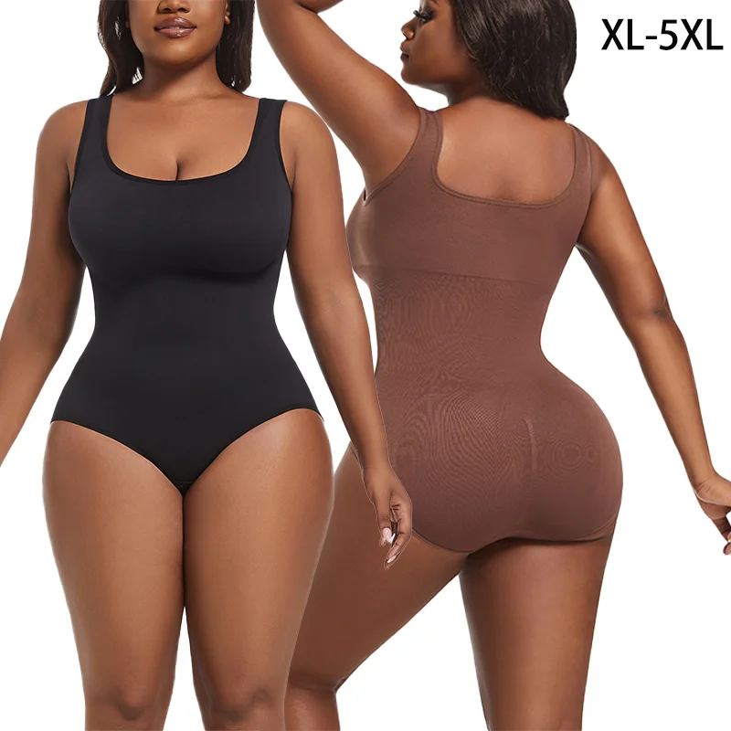 Camisola de compresión de talla grande para mujer, moldeador de cuerpo con Control de barriga, camiseta sin mangas moldeadora con tirantes anchos, Body adelgazante, breve levantador de glúteos