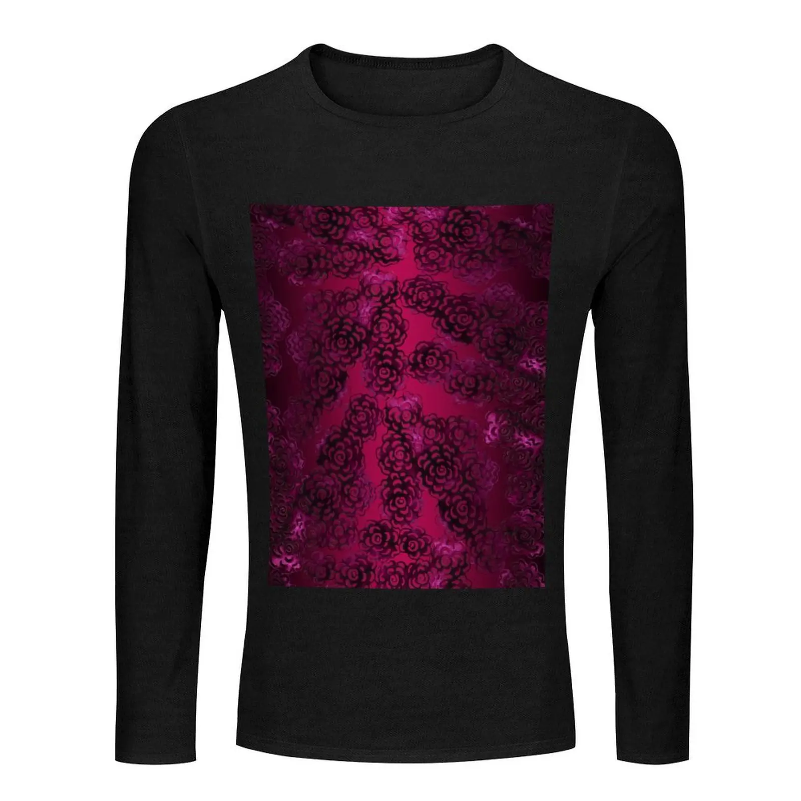 Magenta Floral Sand Art Long T-Shirt hippie clothes custom t shirts Aesthetic clothing sports fan t-shirts clothes for men