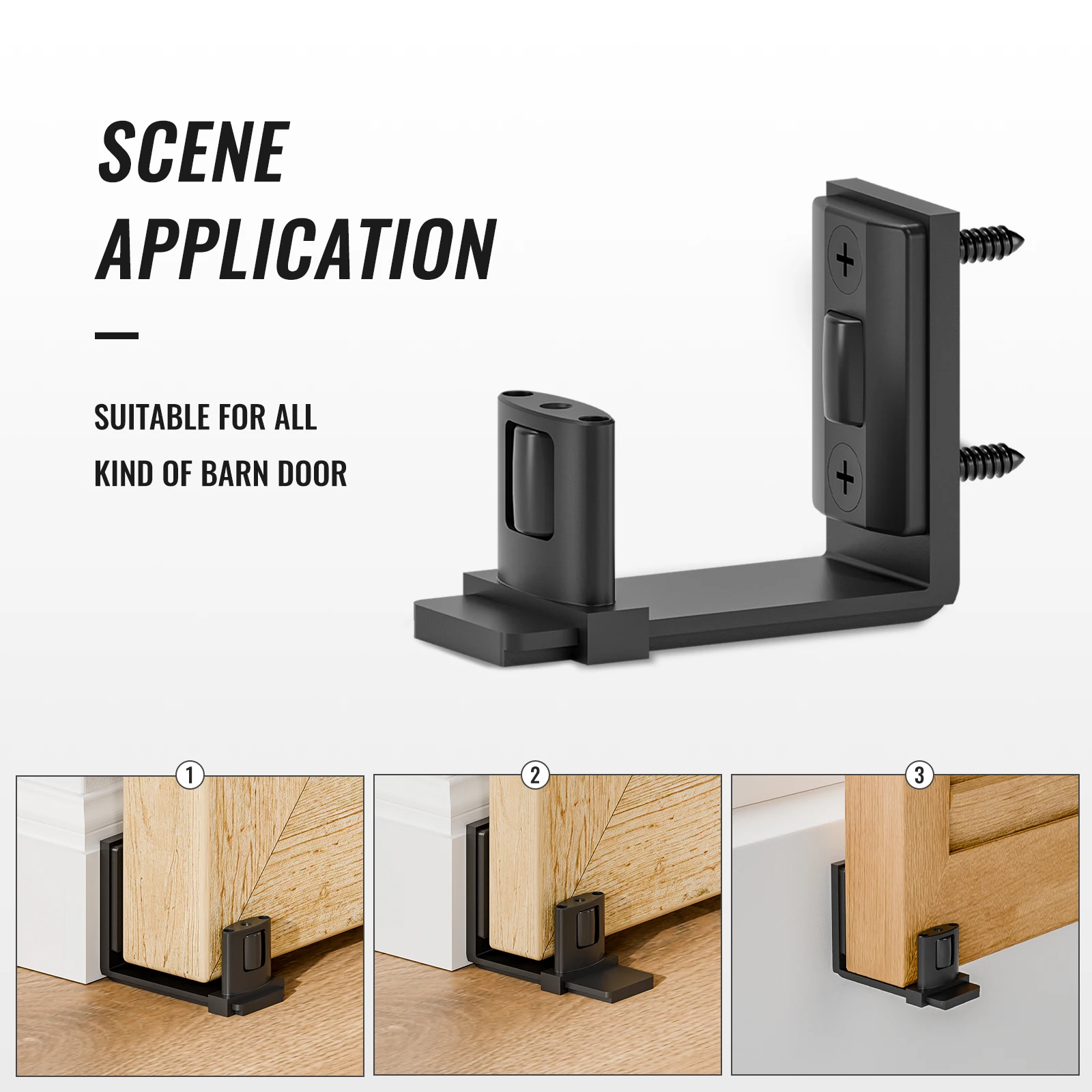 

Floor Guide Sliding Door Stopper with Adjustable Width Barn Door Double-Wheel Floor Guide